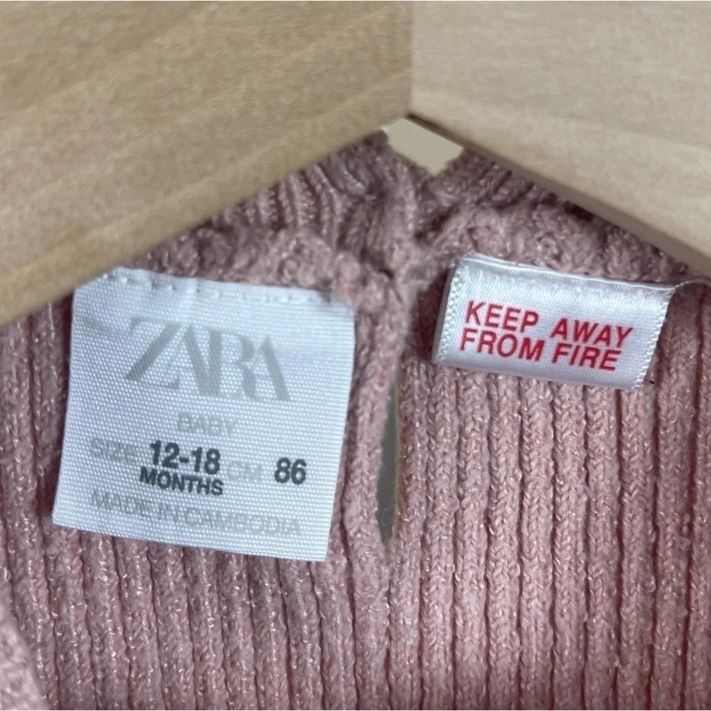 Zara 12-18 Months Sweater Skirt Dress Boho Minimalist Gauzey Mauve